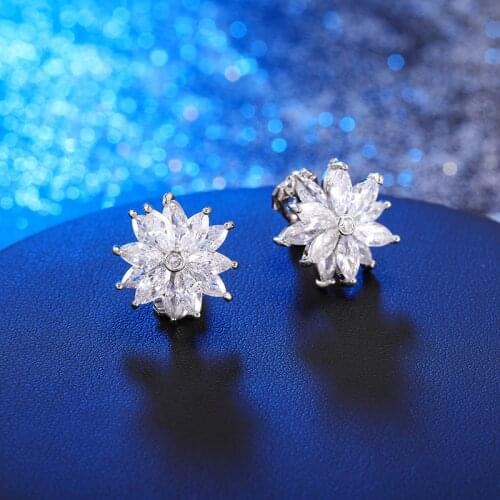 Luxury New 2020 Cubic Zircon Crystal Sun Flowers Clip On Earrings Without Piercing for Women Wedding Party Brincos oorbellen
