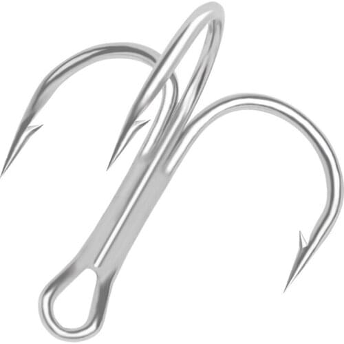 5-10pcs/Lot Barbed White Nickel Three Anchor Treble Hooks High Carbon Steel Overturned Fishing Tackle Tools For Soft Lures