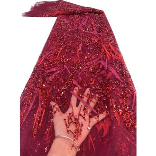 SJ Lace African Lace Fabrics 2021 Sequin Lace Fabric High Quality Tulle French Embroidered Fabric For Wedding Party Dress Z4-55