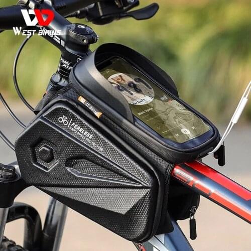 WEST BIKING Bicycle Bag Bike Front Tube Frame Bags Waterproof 6.5 inch Touch Screen Phone Bag Cycling Tools Storage Panniers