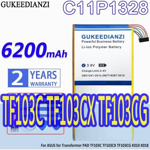 High Capacity GUKEEDIANZI Battery C11P1328 6200mAh For ASUS Transformer PAD TF103C TF103CX TF103CG K010 K018