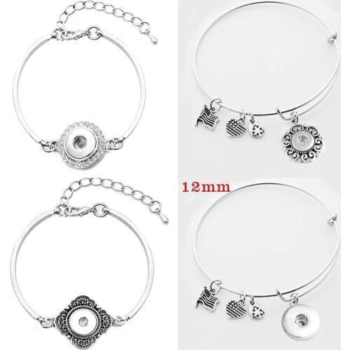 XHMN047 12mm Metal crystal snap button jewelry bracelet DIY bangles