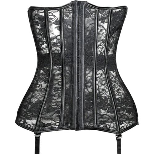 Underbust Waist Corset Tops with Garter Belts Lace Modeling Straps Girdle Belly Belt Corselet S-6XL Shapewear Sexy Lingerie