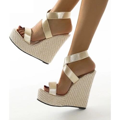 Comemore Super High Peep Toe Gladiator Wedges Sandals Cover Heel Platform Ladies Sandals Fashion Summer Women Shoes size 35-42