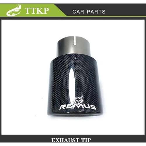 1PC Glossy Black Remus Exhaust Pipe Fit For All Cars Carbon Fiber Stainless Steel Auto Parts Muffler