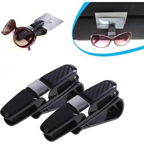2 Pack Glasses Holders for Car Sun Visor, Sunglasses Eyeglasses Mount with Ticket Card Clip - Black