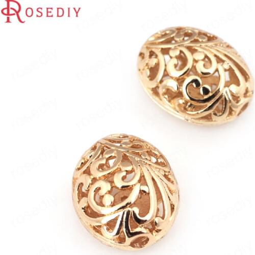 4PCS 20x16mm 24K Champagne Gold Color Plated Brass Oval Spacer Beads Bracelet Beads High Quality Diy Jewelry Accessories