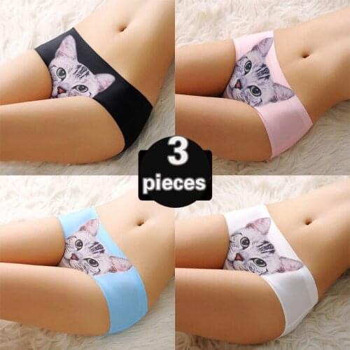 4 pcs Womens underpants Female underwear Womens seamless underpants Womens shorts underwear mid-waist cotton crotch thong