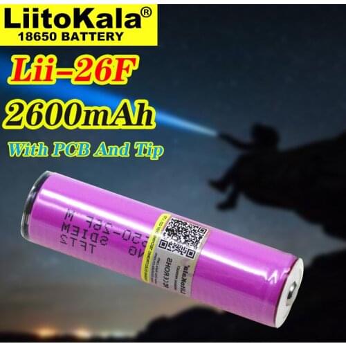 Liitokala 18650 Battery Protected New Original ICR18650-26FM 2600mAh Li-ion 3.7v Battery With PCB For Flashlight batteries