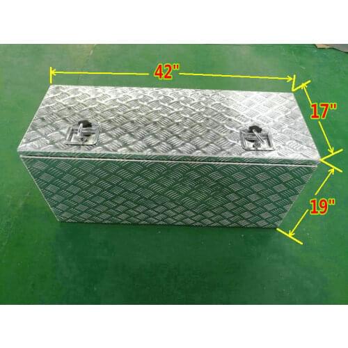 Aluminum Chequer Plate Tool Box Storage Pickup Trailer Chest Van Truck Lorry Under Bed Camper Tote Storage LOCK 1070x430x90mm