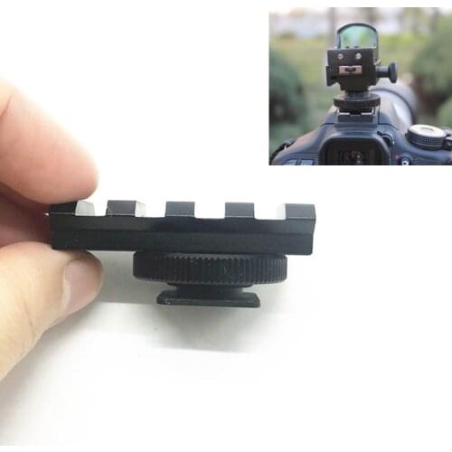Aluminum DSLR Camera Flash Hot Shoe 20mm Rail Picatinny Mount Adapter for Red Dot View Finder & Optics Scope Sight