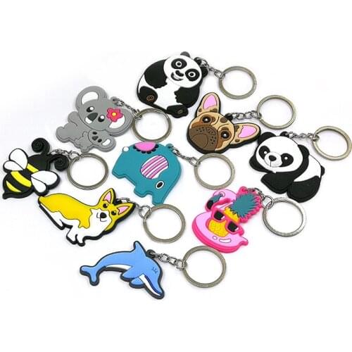 1PCS Cute Animals Dog Bee PVC Key Ring Keychain Organizer Key Holder Desk Accessories Toy Pendant Office Shool Supply Xmas Gift