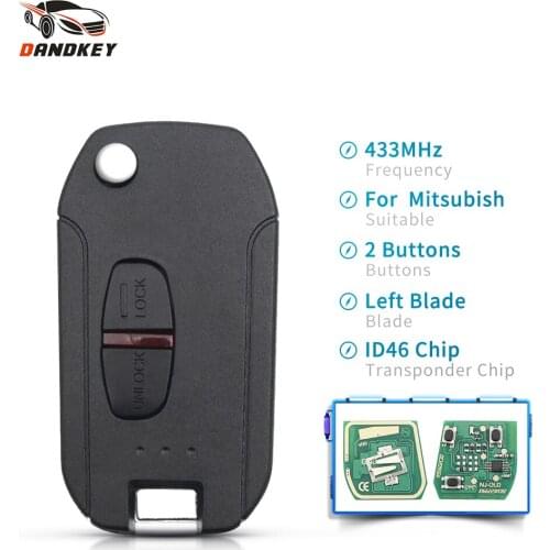Dandkey 2/3 Buttons Modified Flip Remote Car Key For Mitsubishi ASX GRANDIS Outlander LANCER-EX Triton Shogun 433Mhz ID46 Chip