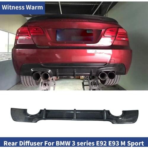 Carbon Fiber Car Rear Bumper Diffuser Lip Spoiler for BMW 3 Series 316i 330i 335i E92 MT sport bumper Coupe two out Exhaust