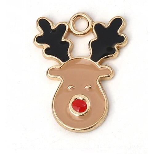 DoreenBeads Zinc Based Alloy Charms Christmas Reindeer Gold Khaki White Enamel DIY Findings 17mm( 5/8") x 13mm( 4/8"), 10 PCs