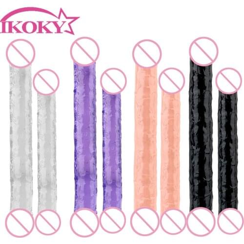Dual Head Dildo Flexible Soft Jelly Dildo Erotic Sex Toys for Women Lesbian Female Masturbation Double Ended Artificial Penis