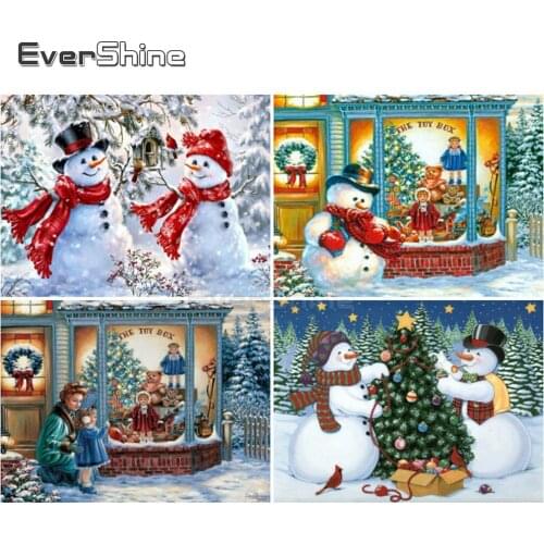 EverShine Diamond Embroidery Snowman Picture Rhinestones Diamond Painting Full Square Christmas Diamond Mosaic Cross Stitch Kis