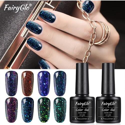 FairyGlo 8ML Chameleon Starry UV Ge Polish Glitter Soak Off Gel Nail Polish Vernis Semi Permanent Manicure Nail Art Lacquer