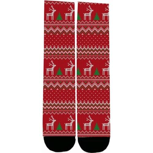 Custom Made Christmas Deer Effect Sublimation Print Socks