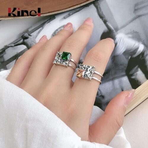 Kinel Real 925 Sterling Silver Vintage Irregular Ring Women Design Sterling Silver Zircon Rings Wholesale Jewelry 2020 New