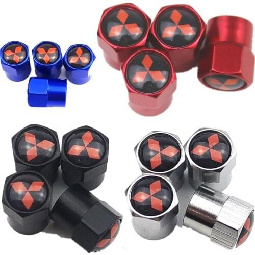 4 Pcs car tire valve cap sticker cap tyre dust cap For Mitsubishi outlander lancer asx pajero l200 galant car accessories