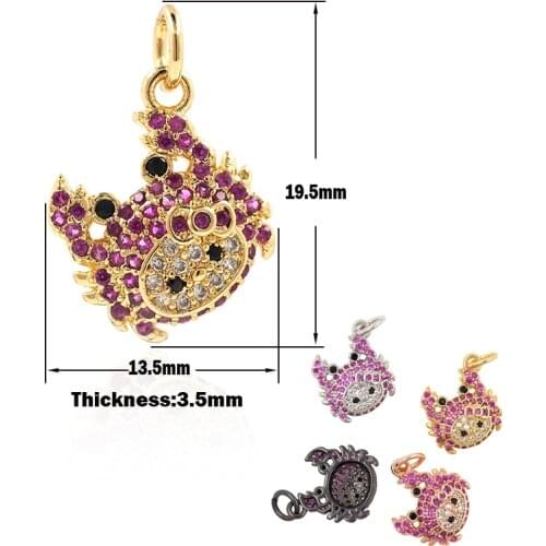 Crab Girl Pendant Cubic Zirconia Brass Ocean Charm DIY Jewelry Bracelet Necklace Making Accessories