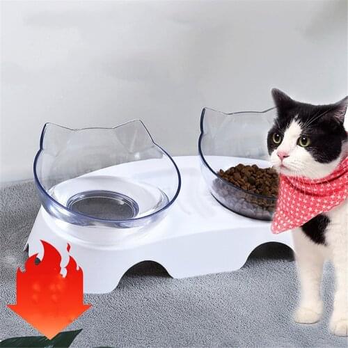 Double Cat Bowl Dog Bowl With Stand Pet Feeding Cat Water Bowl For Cats Food Pet Bowls Dogs Feeder Collapsible Food Universal