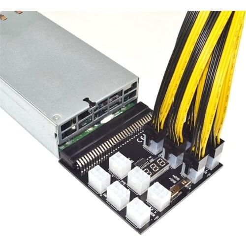 Power Module Breakout Board for Ethereum BTC Antminer Miner Mining HP Server PSU GPU PCI-E 12X6Pin 12V