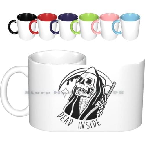 Keeping It Grim Ceramic Mugs Coffee Cups Milk Tea Mug Death Grim Grim Reaper Dark Dead Dead Inside Inside Black And White Black