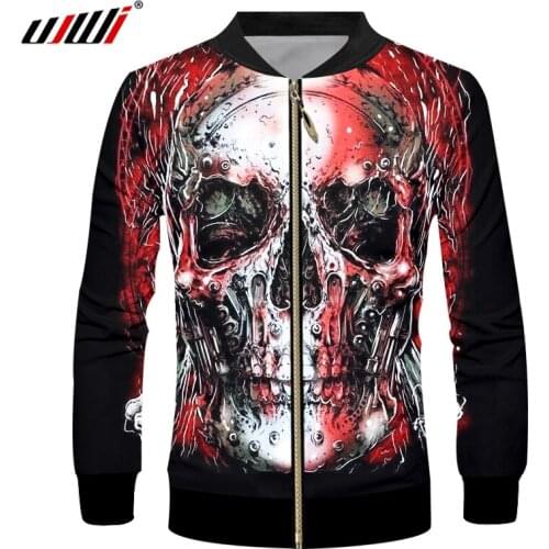 UJWI Skull 3D Jacket Men Fashion Casual Winter Jacket Men 2019 United States New Style Casual 3D Jacket Clothes Zipper Coat