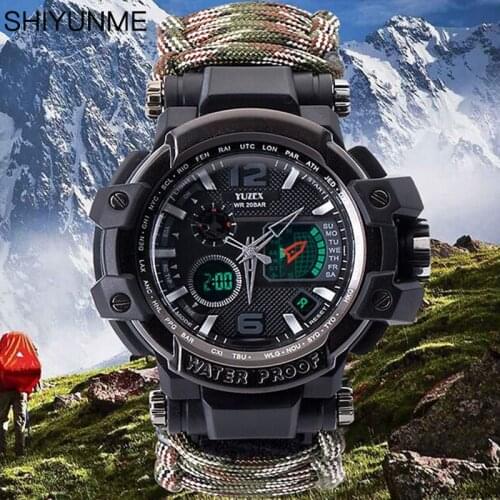 SHIYUNME Men Outdoor Military Sports Watch Automatic date Luminous 50m Waterproof Quartz Dual Display Men Watch Orologio da uomo