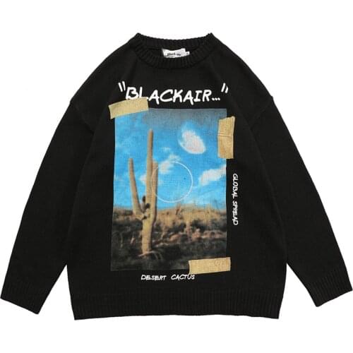 Men Sweater Hip Hop Anime Graphic 2021 Autumn Oversize Sweaters for Men Harajuku Streetwear Spandex Pullover Mens Sweater