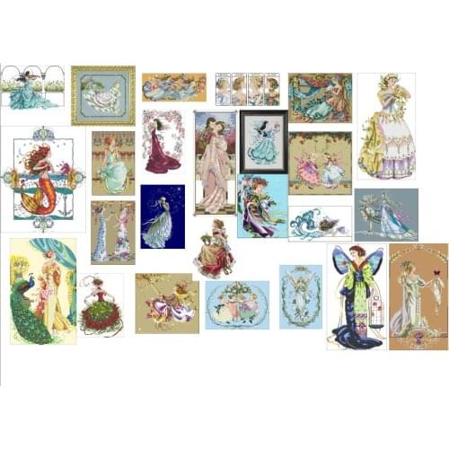 With beads MD Angel Girls 24photoes chooose styles Color aida Linen /camel/ pearl aida choose Lovely Counted Cross Stitch Kit 4