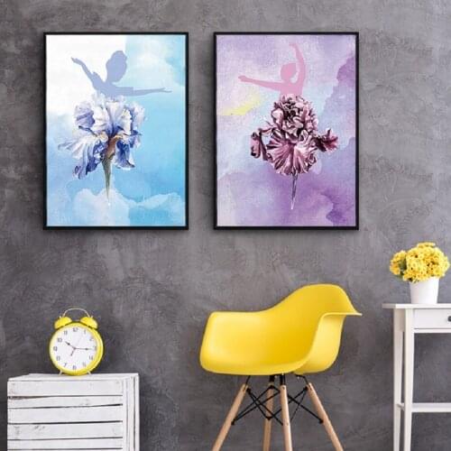 Nordic Flower Abstract Skirt Posters And Prints Abstract Dancing Girl Wall Art Canvas Paintings Pictures Girls Room Home Decor