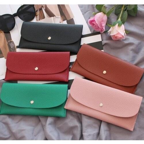 2021 New Fashion Womens Wallet Lychee Pattern Simple Thin Long Hand Bag Bag Tide