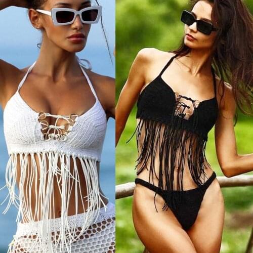 New arrive Handmade crochet beach bra knitted women clothing swimsuit bra Top
