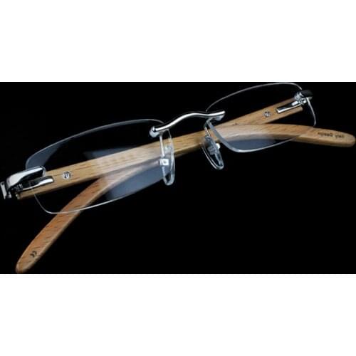 Simvey Men Slim Rimless Reading Glasses with Wood Frame Women Prescription Presbyopic Eyeglasses +1.0+1.5+2.0+2.5+3.0+3.5+4.0