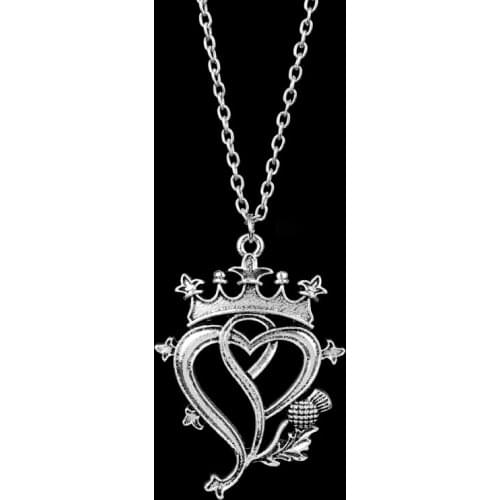 Dongsheng Outlander Crown Necklace Viking Jewelry Scottish Thistle Pendant Heart Scottish Symbol Flower Thistle Necklace