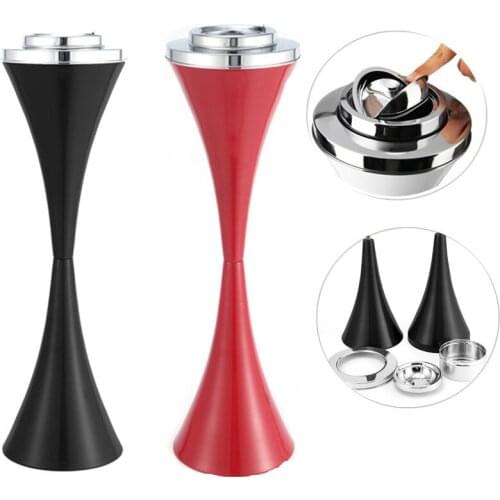 Adjustable Height Smoking Ashtray Vertical Rotating Cigarette Detachable Ashtrays Stainless Steel Floor Standing Ash Tray Lid