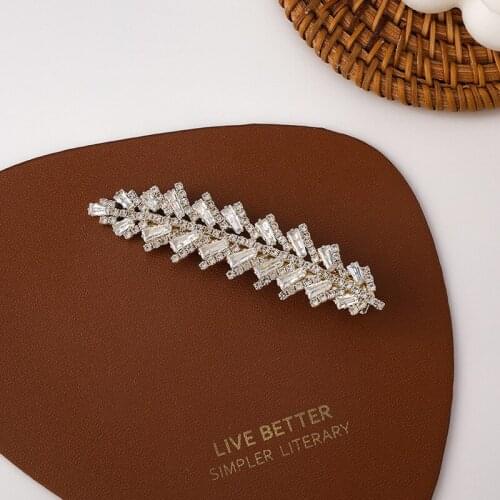 Origin Summer Temperament Shiny Tree Leaf Barrettes for Women Elegant Rhinestone Summer Clip Hairpin Party Hair Accessories