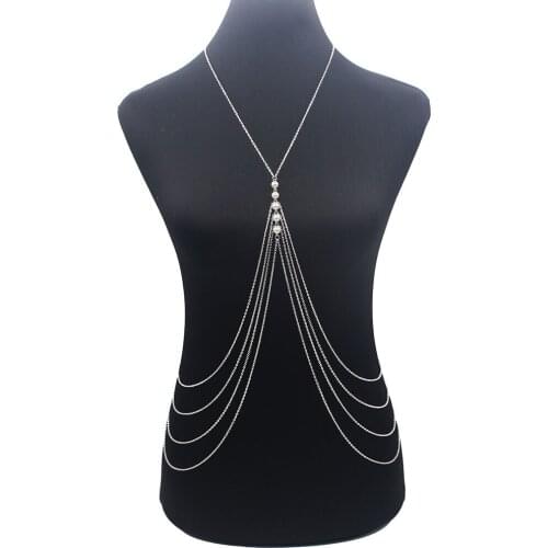 Simple Style Beach/Party Necklace With Belly Body Chain Fashion Sexy Pearl Body Jewelry For Women