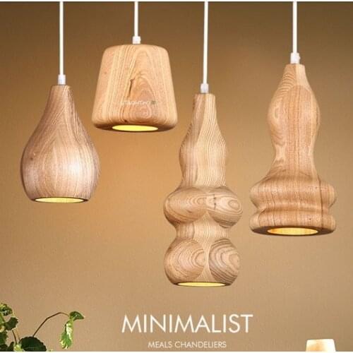 Simple Wooden Droplight Modern LED Pendant Light Fixtures For Dining Room Bar Hanging Lamp Indoor Lighting Lamparas Colgantes