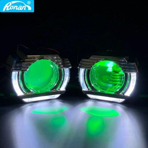 Ronan 2.5"bi xenon projector lens MH1 LED DRL angel eyes shrouds for vw H4 H7 Car Styling Bulb Retrofit DIY