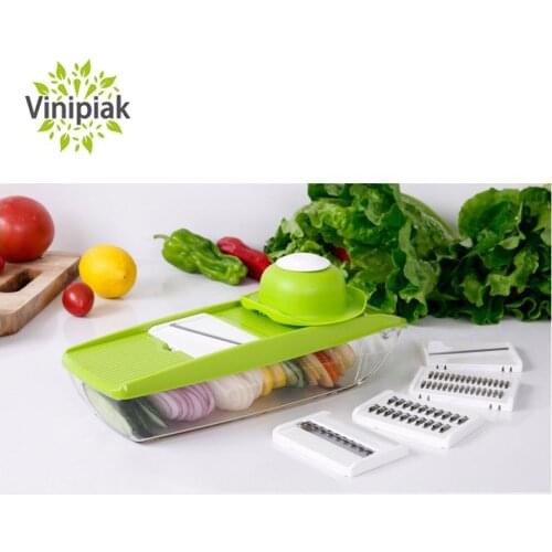 Manual Vegetable Fruit Stainless Steel Blades Slicer Onion Potato Carrot Mandoline Cutter Grater Storage Container Kitchen Tool