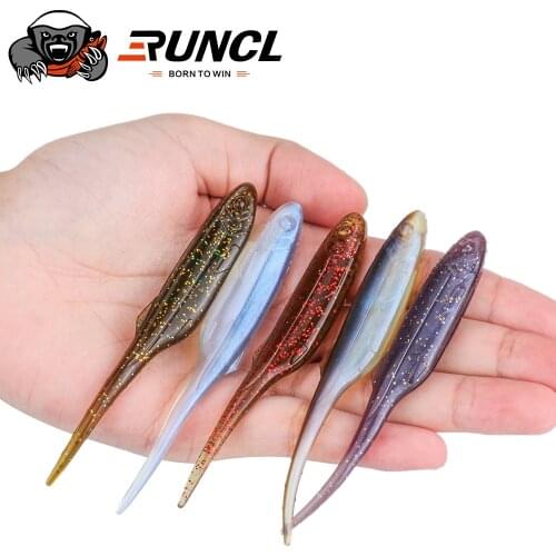 RUNCL Shad Worm Soft Bait 10cm 12cm Flat Thin Tail Jigging Wobblers Fishing Lure Tackle Bass Pike Aritificial Silicone Swimbait