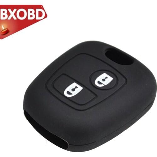 2 Button Silicone Car Key Cover Holder for Peugeot 206 307 207 408 For Citroen C2 C3 C4 Key Fob Case Shell