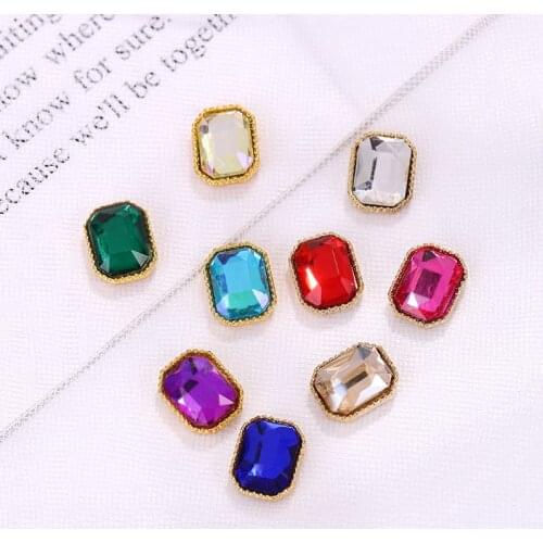 10Pcs 3D Classic Alloy Nail Art Decorations Rhinestone Square Crystal Diamonds Stone Jewelry 2020 New Strass Accessoires HOT