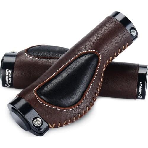 Bicycle Grip Aluminum Alloy Lock Ring Leather Integrated Mountain Bike Handlebar Bushing Casing Shock Absorption Grips Bicicleta