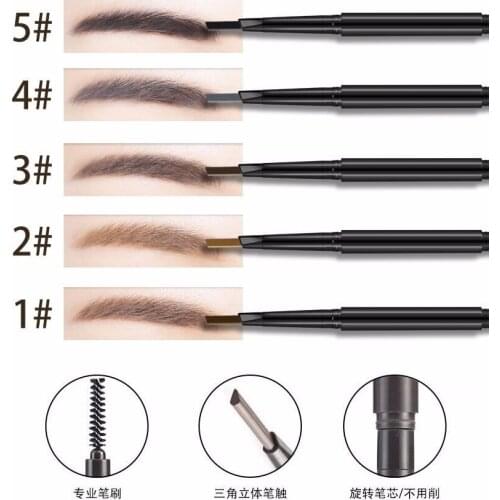 Wholesale Customized Label Beauty Makeup Double Ended Eyebrow Pencil Waterproof Long Lasting Black Multi colors Rotating Eyebrow