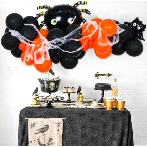 Halloween Balloon Garland Kit, Latex Balloons for Halloween Decorations, Balloon Tie Tools, Balloon Strip Tape, Adhesive Dots